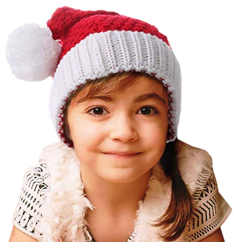 HINDAWI Christmas Hat Santa Hats for Kids Xmas Holiday Hat Knitted Winter Ski Knit Warm Slouch Skull Caps - Image 2